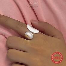 1枚925纯银几何不对称女士戒指，简约别致的小众风格，适合日常、休闲、派对佩戴，可作为礼物送给家人、朋友，也适合圣诞节、万圣节、情人节、生日等场合。 - 銀色 - 查看 9