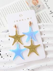 1 Pair Acrylic Ocean Breeze Starfish Earrings, Cute Exaggerated Long Beach Style Earrings - Starfish - View 4