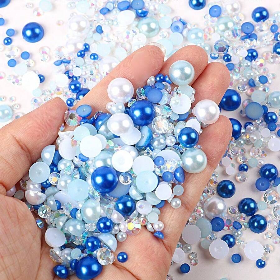 Mixed Half-Round Pearl Resin Rhinestone Flat Pearls, DIY Jewelry Craft Materials, Suitable For Phone Cases, Makeup Mirrors, Cups, Shoes Decoration - A - View 1