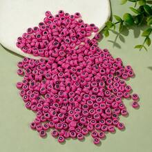 100/500颗0-9亚克力数字圆珠手链制作套装，4x7mm心形珠子，适用于手链、项链、友谊饰品DIY手工，粉色和黑色隔珠，友谊手链DIY套装 - 玫紅色 - 查看 6