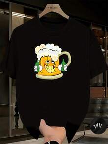 Camiseta Divertida de Cerveza para Hombres y Mujeres - Camisa Casual Negra con Diseño Sonriente en Amarillo, Cuello Redondo Suave a Manos Cortas Para Fiestas, ¡BBQs & Atuendes Informales! (Lavable A Maquina), Ropa BBq, Óptima. Tejido Transpirable Material Confortável Jóvenes. Camiseta Casual de Manga Corta y Cuello Redondo para Mujer, Marca AdultoDaily - Negro - Ver 7