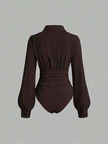 Mono de mujer nuevo, retro y sexy, ajustado y estilizador, elegante y de alta gama, cómodo y versátil, mono blanco de moda para banquetes - Marrón - Ver 2
