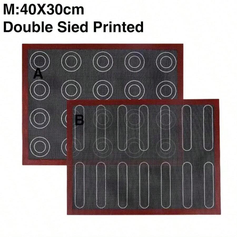 Perforated Silicone Baking Mat, Non-Stick Oven Liner, Baking Tool For Cookies/Bread/Macarons, Baking Kitchen Utensil Accessories - Double 40x30cm - View 1