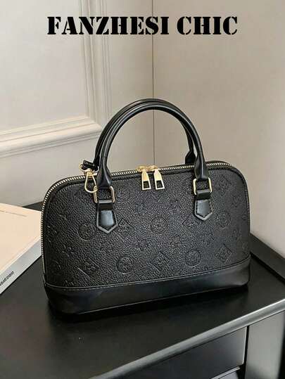 This Stylish Black PU Women's Handbag Features An Embossed Texture And Comes With An Adjustable And Detachable Shoulder Strap. Suitable For Working Professionals, Teachers, Stay-At-Home Moms, Young Women, And Students, It's Ideal For Commuting, School, Shopping, Dates, Weddings, Vacations, Everyday Outings, Parties, And Dinners.