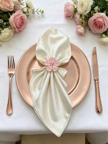 1/6/12 Pcs Elegant Metal Flower Napkin Rings, Suitable For Birthday Party, Farmhouse Style, Wedding, Restaurant, Hotel, Valentine's Day, Banquet, Buffet Table Decor, Party Favors, Home Kitchen Table Decor - Multicolor - View 12