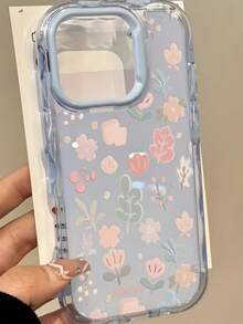 新款花朵图案多巴胺果冻手机壳，兼容 17 Pro Max、17 Pro、16 Pro Max、15 Pro、14 Plus、13、12 Pro、17 Air、11，波浪皂纹软壳后盖，礼品装 - 藍色 - 查看 2