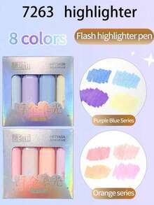 4pcs Set Bright White Soft Fluorescent Highlighter Pens, Vivid Colors, Sharp Tips, Made With High-Quality Glitter Ink, Suitable For Diary, Painting, Note-Taking And Art Creation; Long-Lasting Office & Study Supplies. - Sets - View 12