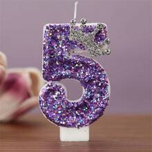 1PC Purple Crown 0-9 Number Birthday Candle Creative New Style, Rhinestone Crown, Suitable For Cake Decoration, Dessert Table, Party Birthday Celebration Candles. - View 8