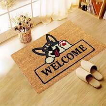 1pc Cute Corgi Red Paw Black Rectangular Frame Eye-Catching WELCOME Print Doormat, Flannel Rectangular Mat, Suitable For Home Indoor/Outdoor Entrance, Bedroom, Bathroom, Kitchen, All Seasons.⚠️Note: Folding During Shipping May Cause Slight Creases, Which Will Recover After Laying Flat For A While. - 1PC - View 8