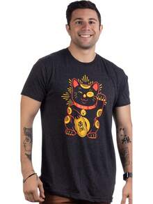 Camiseta japonesa de diseño neutro - Arte callejero japonés con motivos de peces koi, olas y flores de cerezo, adecuada para niños, adolescentes y tanto hombres como mujeres. - Sushi feliz - Ver 3