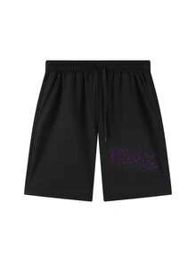 Black Printed Men Athletic Shortsmusic-11  Quick Dry Breathable Running Gym Shorts - Black - View 1