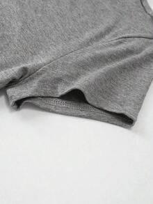 Women's Graphic Print T-Shirt Blouse, Casual Style, Love Print, Couples, Heart, February, Regular Fit, Soft Material, Crew Neck, Short Sleeves, Everyday Wear, Day Or Night, Street Style, Home, Comfortable, Cool, Lightweight, Modern, Youthful, Urban Aesthetic, Spring, Summer, Beach, Heat, Y2K, Feminine, Religious Phrase, God's Timing Is Perfect, Christian Lettering, Heart - 灰色帶黑色 - 查看 3