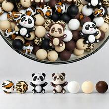 1 Set Silicone Beads With Fox Pattern And Raccoon Print Loose Beads 15Mm Silicone Bead 3D Hippo Animal Focal Beads Panda-Shaped Silicone Bead For Bracelets, Lanyard Additions, Holiday Decorations And Other Handmade Crafts - Perfect Gift - Bead Set, Bead Supplies - Small Animal Silicone Bead Set - View 4