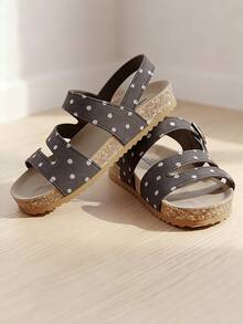 2026 Fashion Girls Multi-Purpose Sandals, Button + Hook & Loop Design, Summer Casual Shoes, Suitable For Outdoor And Various Occasions! - Chocolate Brown - View 4
