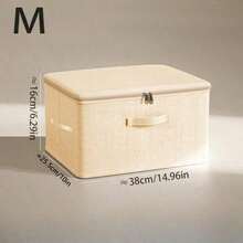 Storage Box With Zippered Lid, Storage Box With Handle, Foldable Lidded Home Cube Basket, Wardrobe Clothes Storage Container - Beige - View 15