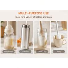 5-In-1 Bottle Cleaning Brush Kit With Straw Cleaner & Extra Sponge Heads - Multifunctional Cleaning Tool For Baby Bottles, Coffee Cups, Tumblers & Reusable Water Bottles - 黃色 - 查看 3