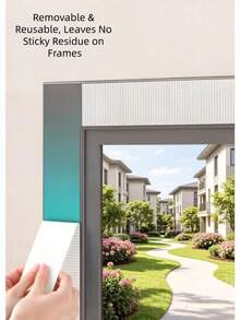 No-Drill Self-Adhesive Mosquito Screen! Magic Tape Quick Install Without Damaging Windows, Summer Home Invisible Protection Essential - White Mesh With White Trim - View 3