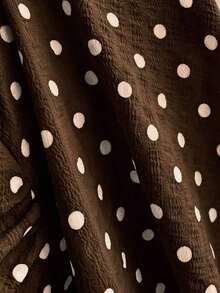 Vestido de tirantes con estampado de lunares, volantes en el bajo y lazo delantero para mujer - Marrón - Ver 6