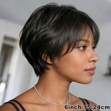 Glueless Short Pixie Cut Remy Human Hair Wig With Nature Color, Comfortable Rose Cap For Daily Wear, Parties, Suitable For All Light Beige Tones, 150% Density Real Natural Vibe Versatile Style For Every Day Parties Comfort Fit - Natural Black - View 5