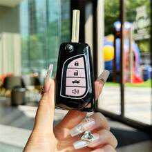 1pc TPU Material Car Key Protective Case, Black & Pink Color Specific For Corolla, Levin, RAV4 Models - A - View 3