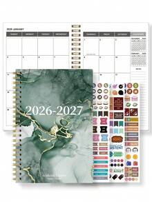 Trees A5 2026–2028 月計畫本，24個月日曆書，含月視圖與備忘頁，2026年1月至2027年12月，女性開學用品與辦公桌用品 - 軍綠色 - 查看 8