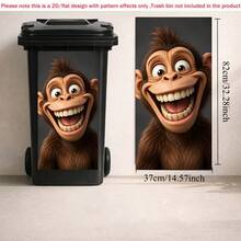 1pc 2D Flat Self-Adhesive Trash Can Sticker Funny Monkey Trash Can Sticker, Crazy Ape Decal, Waterproof Outdoor Garbage Bin Decor, Cute Yard DIY Decoration, PVC Material, Easy To Peel And Stick, Flat Art Sticker, Kitchen Storage - A - View 8