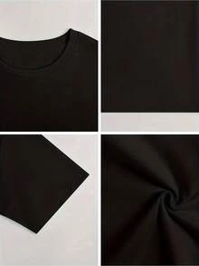 Camiseta de manga corta con cuello redondo para mujer, 1 pieza, disponible en 3 colores: gris, blanco, negro. 100% fibra de poliéster. Estampada con un diseño del puente de Brooklyn en Nueva York. Adecuada para uso diario casual, desplazamientos al trabajo, actividades al aire libre, reuniones con amigos, momentos de relax en familia, eventos universitarios, atuendos para vacaciones, cenas familiares de Año Nuevo, fiestas de Año Nuevo. Envío local. - Negro - Ver 4