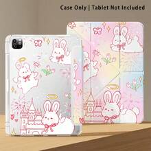 Bunnies Cute Rabbit, Tulip, Firework Pattern Acrylic Crystal Tablet Protective Case With Stand, Foldable Anti-Bend, Silicone Reinforced Corners, Auto Wake/Sleep Function, Built-In Pen Slot, Multi-Angle Foldable Stand, Daily Protection, Great Gift - Style 11 - View 6