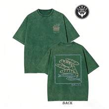 Camiseta "Pan y Peces" de Mateo 14:20 |   Camiseta retro lavada con gráfico cristiano, camiseta bíblica de pan y pez |   Camiseta Vintage Faith de Talla Grande con Efecto Lavado - Verde - Ver 1