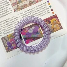 2pcs/4pcs Elásticos de Cabelo com Fio Telefônico Femininos, Alta Qualidade, Frescos, Versáteis para Uso Diário, Feriados, Escola, Esportes, Deslocamento, Scrunchie para Rabo de Cavalo - Malva - Visão 3