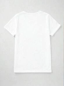 Maweii Camiseta Blanca de Manga Corta para Mujer con Estampado de Personajes Navideños y Letras de Leopardo, Camisetas Gráficas para Mujer, Tops de Algodón - Blanco - Ver 3