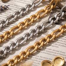 1m 304 Stainless Steel 18K Gold Plated Flat Cuban Chain, Flat Paperclip Style, DIY Handmade Bracelet Necklace Jewelry Accessories - Chain - View 2