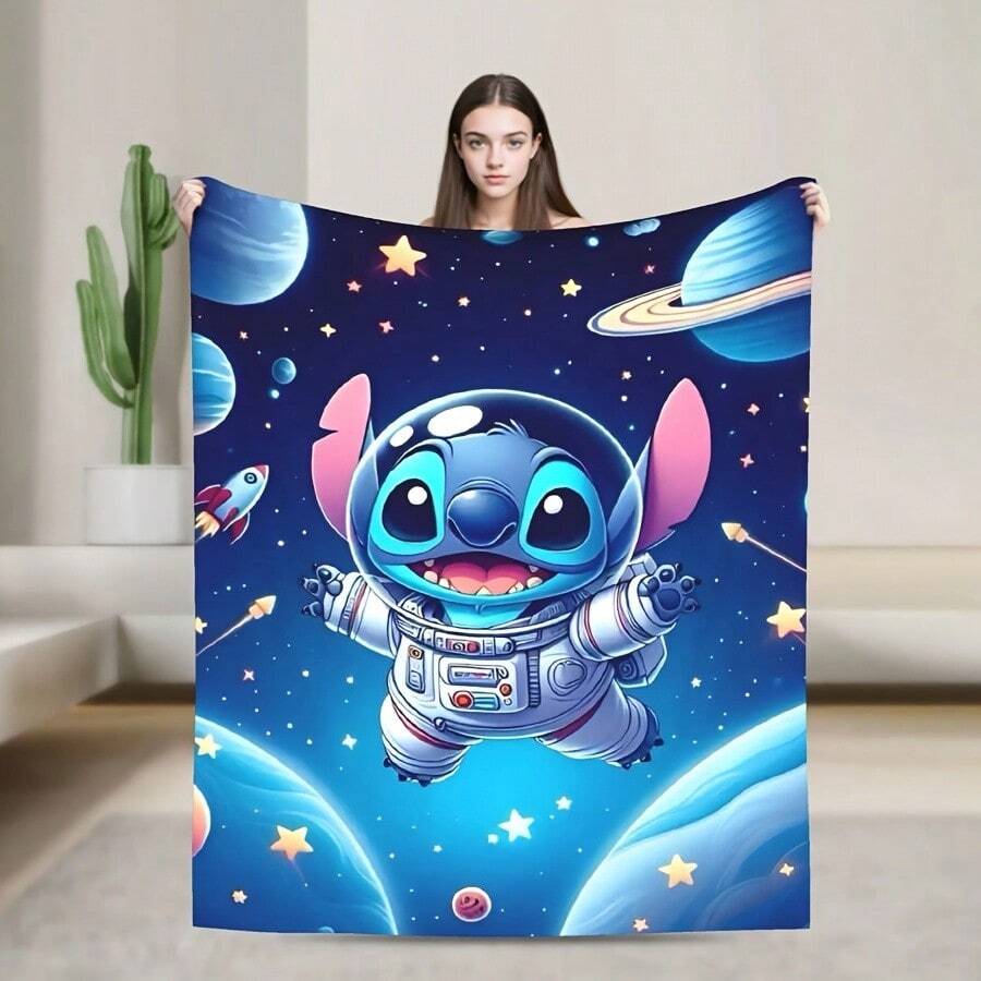 Lilo Stitch Kawaii Cartoon Blanket Fleece Decoration Breathable Ultra-Soft Throw Blankets For Home Office Quilt2 - trắng - Xem 1