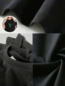 1 Piece Women's Blouses, Beautiful Women's Blouses, Women's Clothing, Elegant Women's Blouses, Magic Hummingbird Bird T-Shirt 180G In Black And White With Exotic Bird Print, High Quality, Round Neck, Basic Size, Loose, Breathable, Versatile, Machine Washable, Comfortable, Size S ~ 3XL, Daily Casual Essential For Summer. - 黑色 - 查看 7