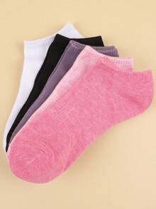 5/10/15/20 Pairs Black & White Women's Low-Cut Ankle Socks With Elastic Sole, Basic Solid Color Breathable Sports Boat Socks, All Season - White - View 7