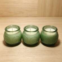 香氛蠟燭，向日葵鑽石圖案圓形透明多彩創意玻璃香氛蠟燭沐浴禮品組，香氛蠟燭慰問禮盒，母親節禮物，創意情人節派對贈品，香氛蠟燭，禮物，新娘伴娘派對贈品 - 綠色-太陽花紋 - 查看 3