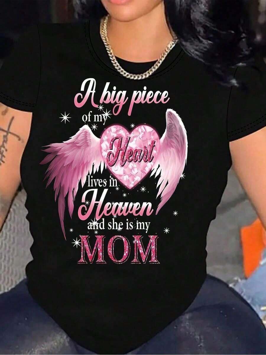 Mother Of The Groom T-Shirt - Wedding Party, Marriage, For The Mother Of The Groom - Summer Tops For Office, For Women, Vacation, Breathable And Comfortable - 黑色 - 查看 1