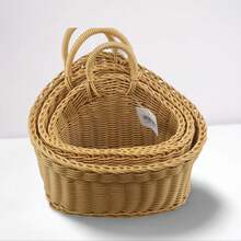 Wall Mounted Hanging Basket Imitation Rattan Fruit Vegetable Organizer Kitchen Storage Holder Home Decor Rack Container Sundries Shelf - MULTI - View 14