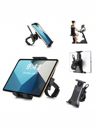 Giá đỡ máy tính bảng và điện thoại xoay 360° đa năng | Giá đỡ điều chỉnh được cho xe đạp, xe máy, xe đạp tập thể dục và máy chạy bộ | Chân đế chắc chắn cho thiết bị từ 4,7-14 inch | Phụ kiện đạp xe và thể dục