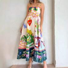 Summer Sleeveless Tank Top Dress Ladies High Waist Elegant Casual Maxi Dress - 愛心 - 查看 1