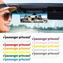 4pcs "Passenger Princess" Creative Funny Car Stickers - Asymmetric Star Theme Stickers Suitable For Exterior Accessories Like Rearview Mirror, Applicable To Car Interior Plastic/Glass/Metal Surfaces - Multicolor - View 4