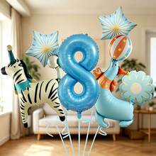 1 bộ bong bóng số động vật rừng, bao gồm bong bóng số màu xanh baby, bong bóng hình ngựa vằn và hải cẩu xiếc, kết hợp với bong bóng hình sao và hoa, phù hợp làm quà bất ngờ cho con trai/con gái, tiệc sinh nhật trẻ em, sự kiện chủ đề cho bé trai, kỷ niệm 100 ngày, phông nền chụp ảnh sinh nhật, tạo không khí cổ tích tươi mới và chữa lành, dù trong nhà hay ngoài trời, mang đến nét sinh động và đáng nhớ cho lễ kỷ niệm sinh nhật của trẻ - Xem 19