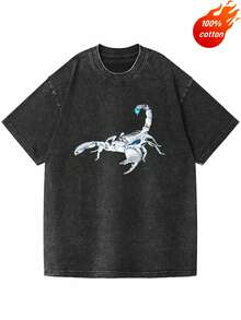 Black Short-Sleeved T-Shirt Made Of 230g Cotton, Vintage Washed Style, Suitable For Both Men And Women, Loose Fit With A Simple Vintage Print Design, Crew Neck, Durable Cotton Clothing, Machine Washable, For Everyday Wear And Nights Out. | Vintage Style Shirt | Comfortable Activewear - 黑色 - 查看 1