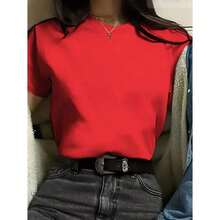 Camiseta lisa para mujer.Disponible en varios colores. - Rojo - Ver 7
