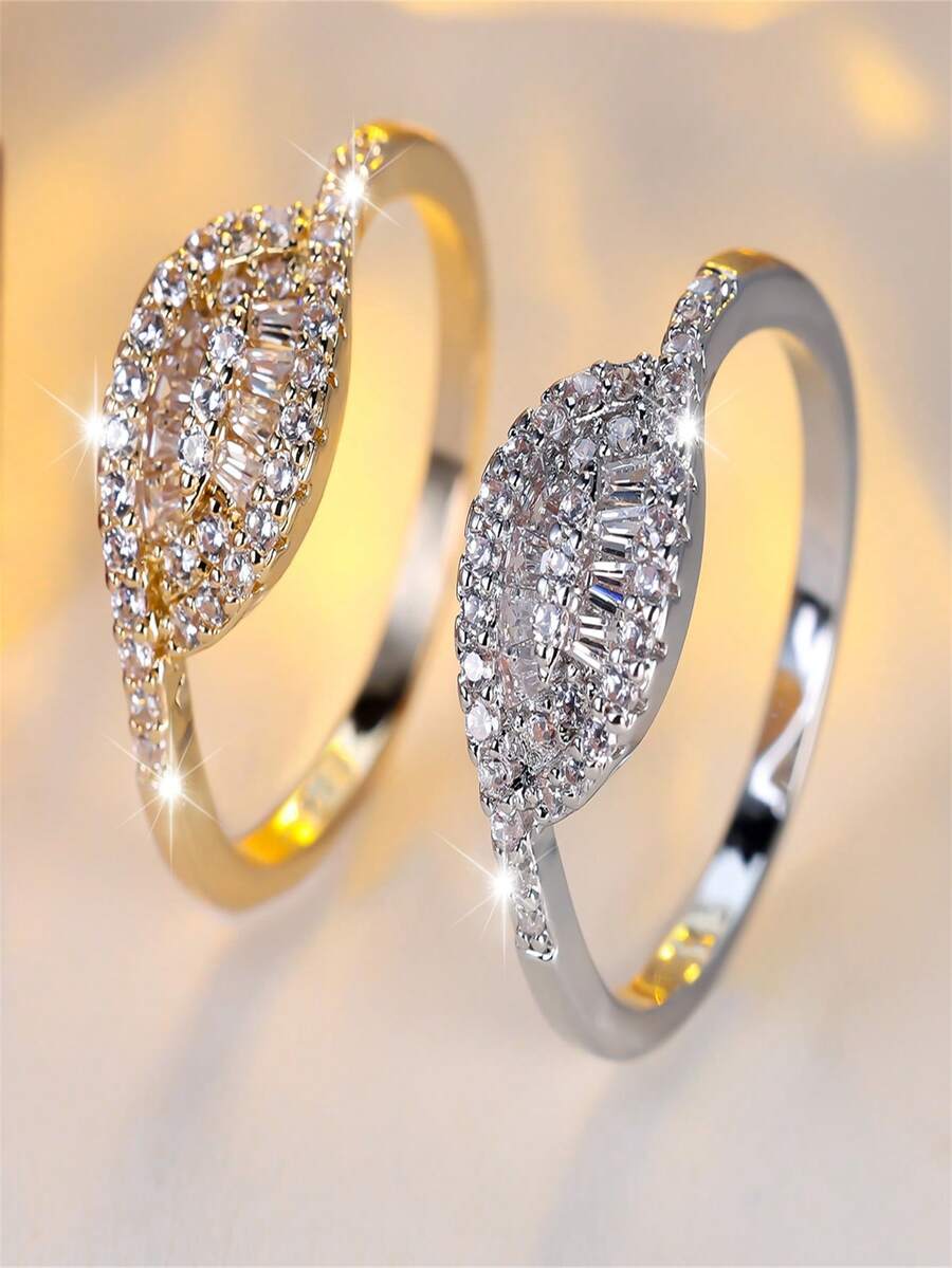 1pc Retro Eye-Shaped Zirconia Ring, Fashionable Micro-Inlaid Zirconia Women's Ring, Luxury Elegant Personalized Accessory - Ring - View 1