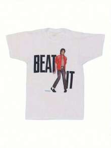 Men's Retro T-Shirt With Beat It Album Cover Graphic – This White, Casual Crew-Neck T-Shirt Features The Iconic Pose And T - 白色 - 查看 19