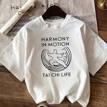 Camiseta Casual de Vacaciones para Mujer, Camiseta de Manga Corta con Diseño de Tai Chi, Estilo Deportivo - Rojo - Ver 6