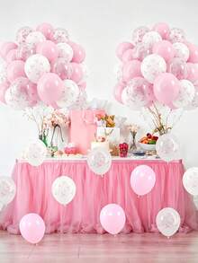 10/20/30/ Pcs Random Pink Bow Balloons, 12 Inch Pastel Light Pink Transparent White Bow Print Coquette Balloon For Women Birthday Bachelorette Party Bridal Shower Wedding Anniversary Decorations Supplies,Baby Shower - Pink - View 5