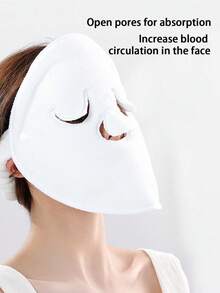 1pc Reusable Heating & Cooling Face Mask, Facial Moisturizing, Home SPA, Camping Or Emergency Face Mask Towel, Skincare Steam Heating Cleansing Towel - White - View 2