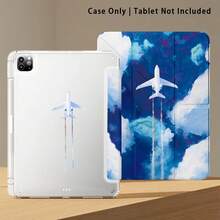 飛機與雲朵圖案彩繪效果平板保護殼附支架，相容 Honor 8/9/10/X8/X8A/X9/X8Pro/X9Pro、MatePad SE 11"/MatePad 11"/11.5"、MatePad Pro、Apple 10th/11th Gen 2025 (A16)、Galaxy Tab A7/A9 及其他熱門機型 - 款式6 - 查看 6